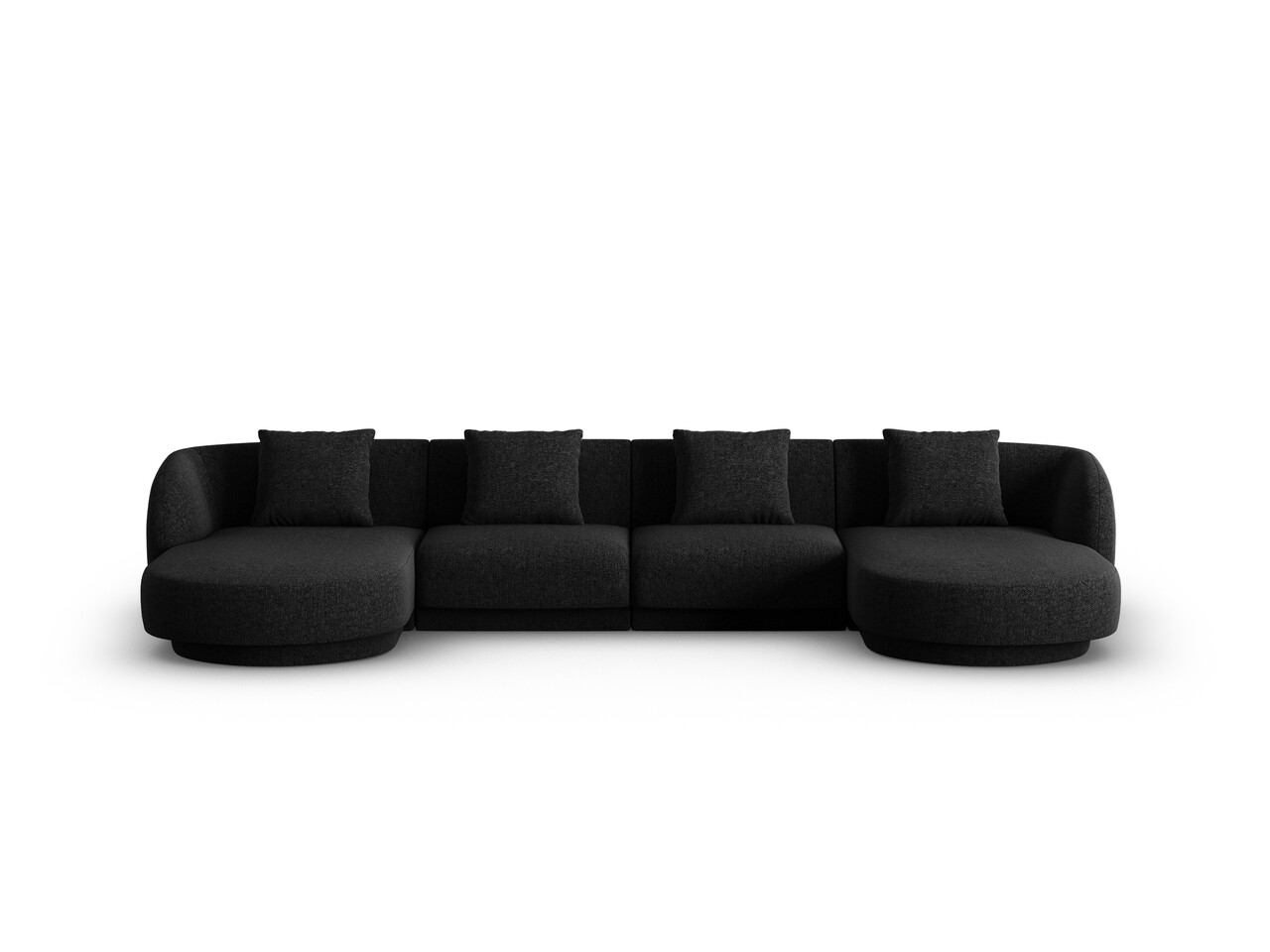 Coltar panoramic 5 locuri, Tulum, Cosmopolitan Design, 330x156x70 cm, tesatura chenille, negru - imagine 6